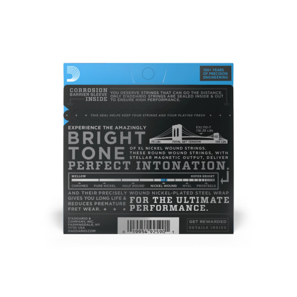 Струни для гітари D'Addario XL Nickel Wound Regular Light 7-String (10-59) (EXL110-7)