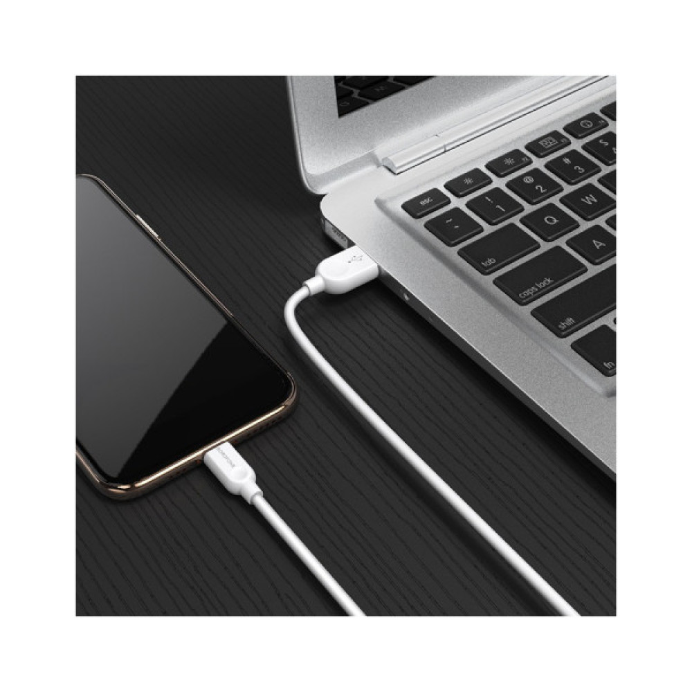 Дата кабель USB 2.0 AM to Lightning 1.0m 2.4A white BOROFONE (6957531089971)