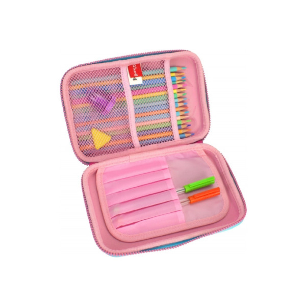 Пенал Cool For School з тисненням 1 відділення Фуксія (QT-5632-Rosered)
