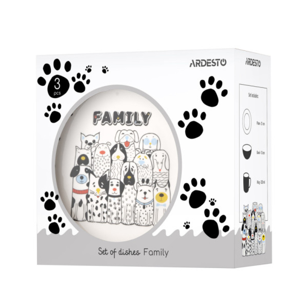 Комплект посуду Ardesto Family, 3 предмети, порцеляна (AR3457DS)