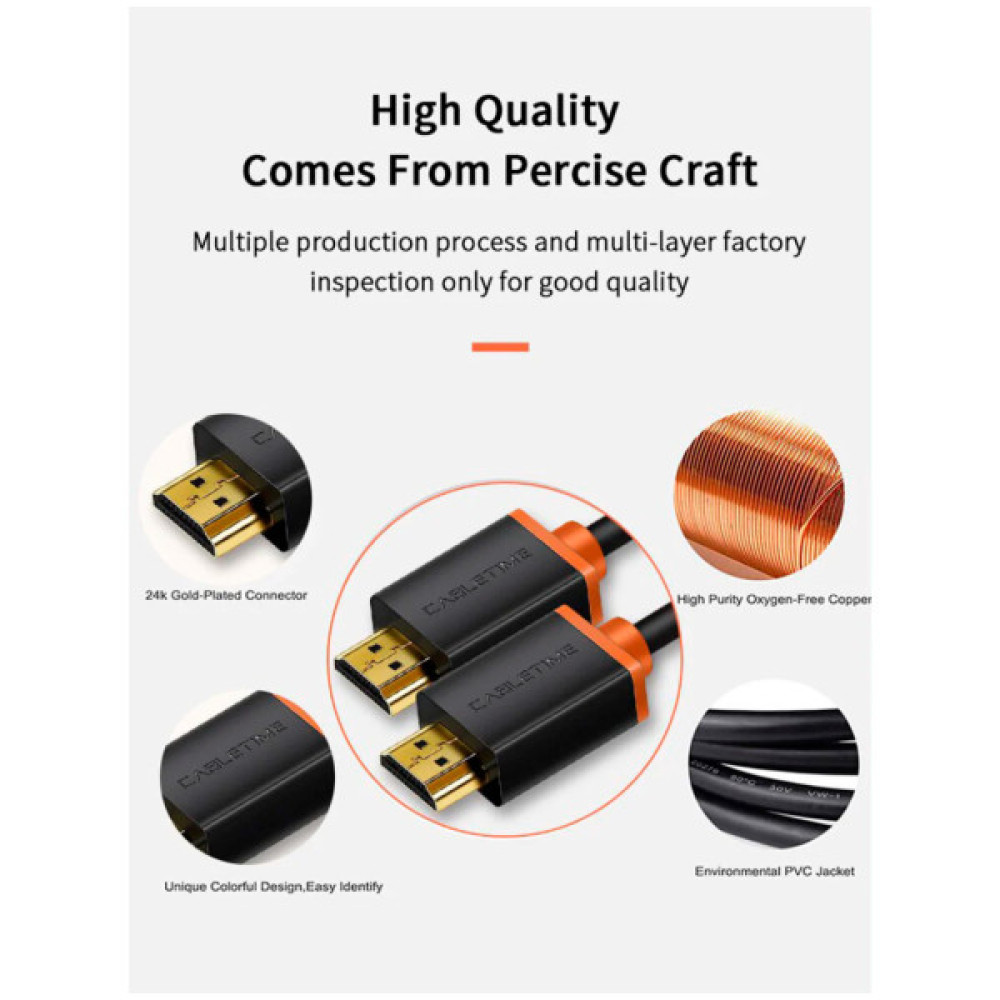 Кабель мультимедійний HDMI M to HDMI M 1.0m V2.0 4K60Hz Cabletime (CA915293)