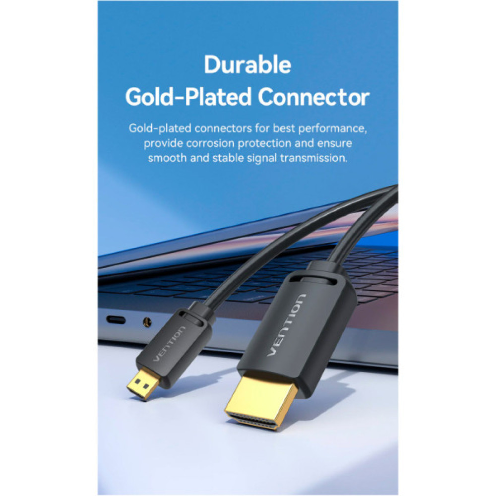 Кабель мультимедійний HDMI M to HDMI micro M 3.0m V2.0 4K 60Hz VENTION (AGIBI)