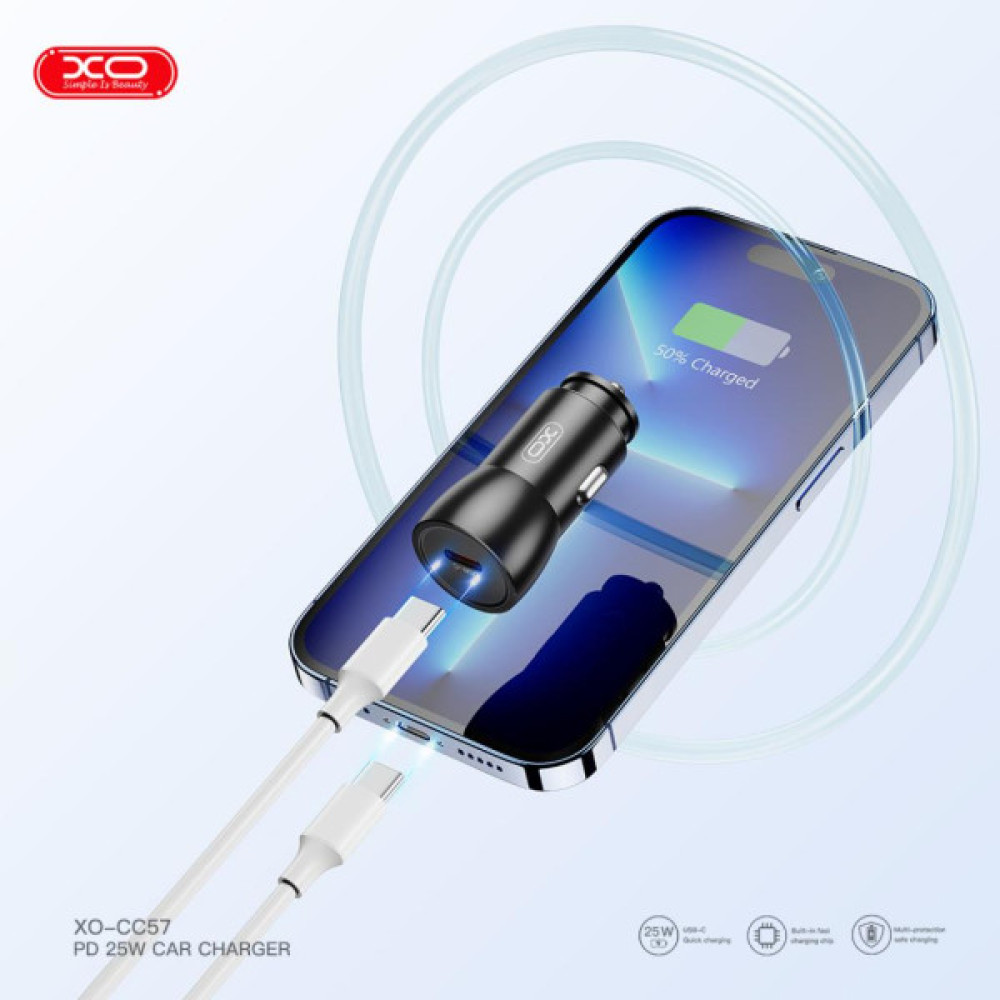 Зарядний пристрій XO CC57 USB-C PD25W Black (CC57_Black)