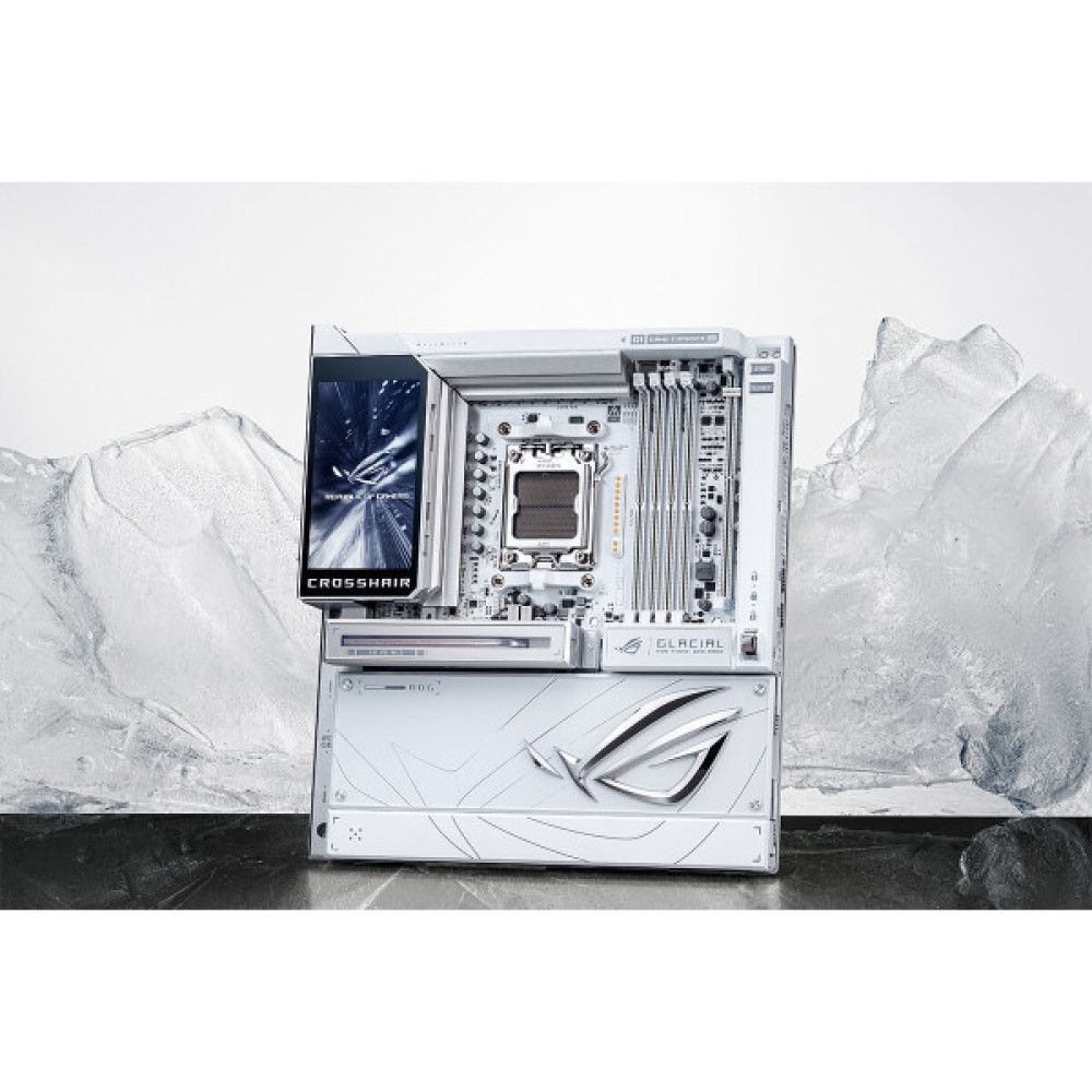 Материнcька плата ASUS ROG CROSSHAIR X870E GLACIAL sAM5 X870E 4xDDR5 M.2 USB Type-C Wi-Fi BT E-ATX білий