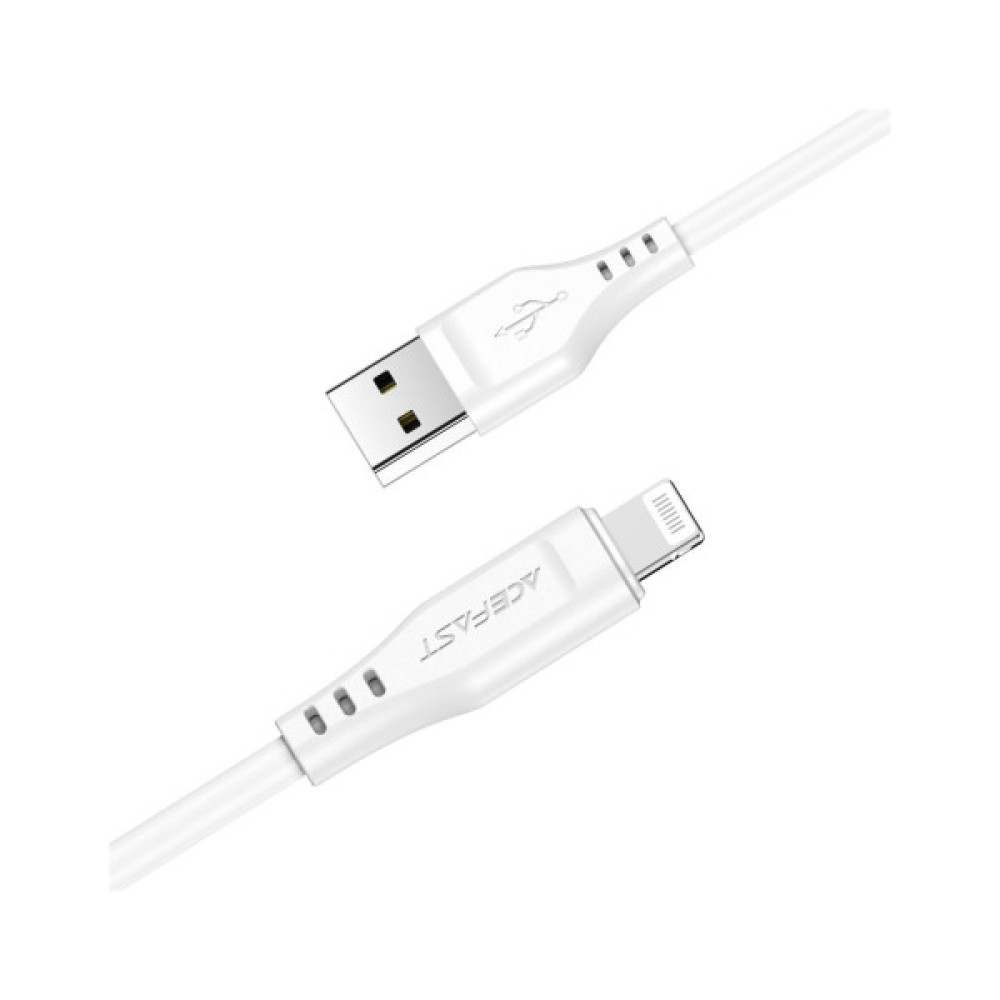 Дата кабель USB 2.0 AM to Lightning 1.2m 2.4A TPE C3-02 White Acefast (6974316280835)
