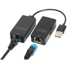 Подовжувач DIGITUS USB, USB 2.0, для використання з кабелем Cat5/5e/6 UTP, STP або SFT, до 50 м, чорний