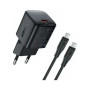 Зарядний пристрій Acefast USB-C PD20W GaN + cable USB-C to USB-C black (6974316286509)