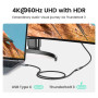 Дата кабель Ugreen USB-C M/F 1.0m 5A 10Gbps USB 3.1 black (30205)
