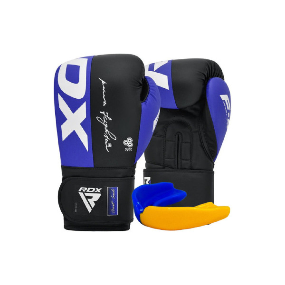 Боксерські рукавички RDX F4 Boxing Sparring Gloves Hook & Loop Blue/Black 10 унцій (BGR-F4U-10OZ)