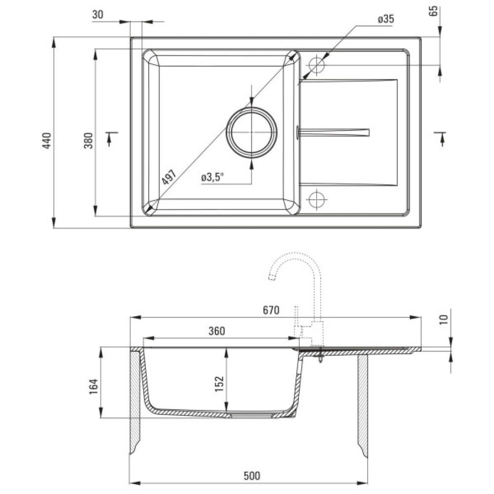 Набір для кухні Deante Leda, гранітна мийка ZRD_2113 + зміш. BOC_B740, графіт