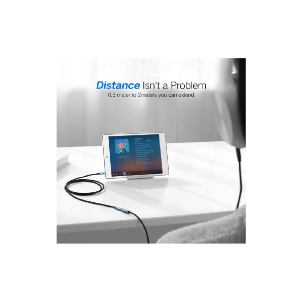 Кабель мультимедійний 3.5mm M to 3.5mm F 2.0m AV118 blue Ugreen (40675)