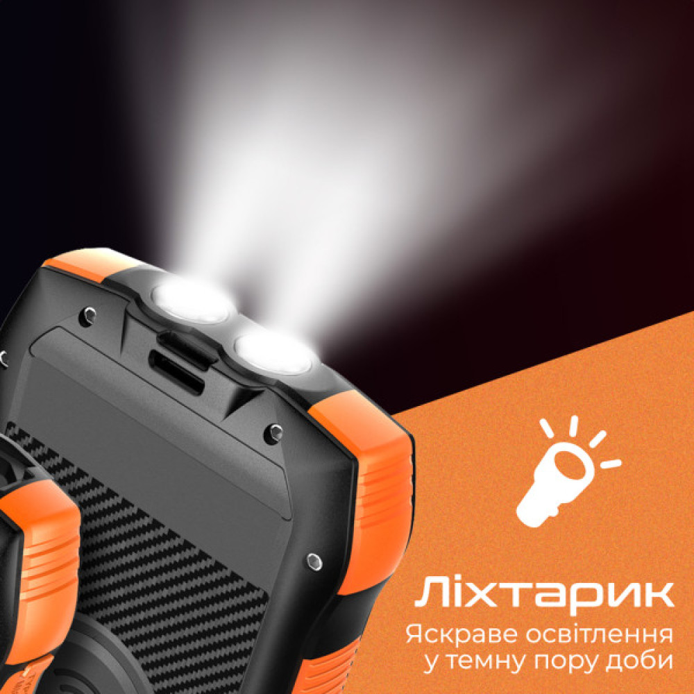 Батарея універсальна Promate 20000mAh PD/20W, QC/3/0, Solar, QI, IP65 (solartank-20pdqi.black)