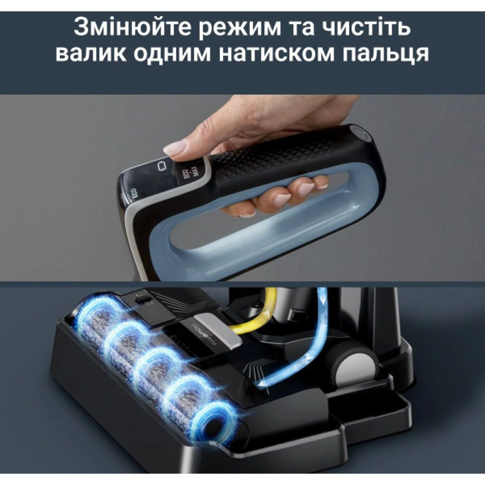 Пилосос Rowenta безпровідний миючий X-Clean 2, 120Вт, конт пил -0.44л, конт для води-0.73л, автон. робота до 35хв, вага-5кг, НЕРА, чорно-блакитний