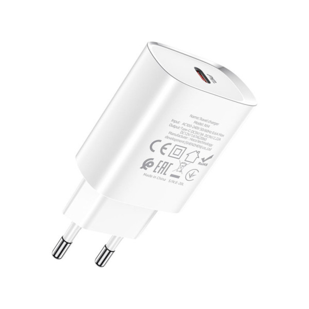 Зарядний пристрій HOCO N14 Smart Charging USB-C PD20W White (6931474745026)