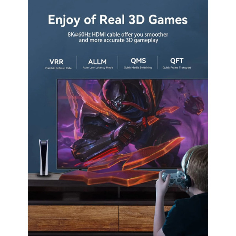 Кабель мультимедійний HDMI M to HDMI M 1.0m 8K cotton braided blue Vention (ALGLF)