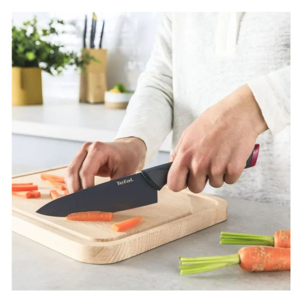 Набір ножів Tefal Fresh Kitchen, дерев'яна колода, 5шт, нержавіюча сталь, чорний (K122S504)