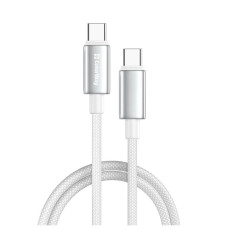 Дата кабель USB-C to USB-C 1.0m 5A 100W zinc alloy braided white ColorWay (CW-CBPDCC098-WT)