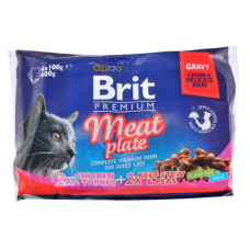 Вологий корм для кішок Brit Premium Cat м'ясна тарілка 4 шт по 100 г (8595602506262)