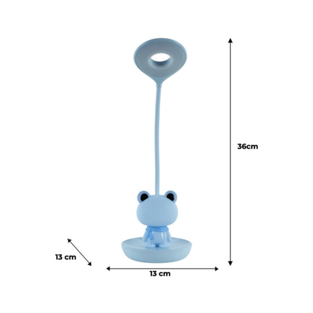 Настільна лампа Kite Froggy LED з акумулятором, блакитна (K24-492-3-3)