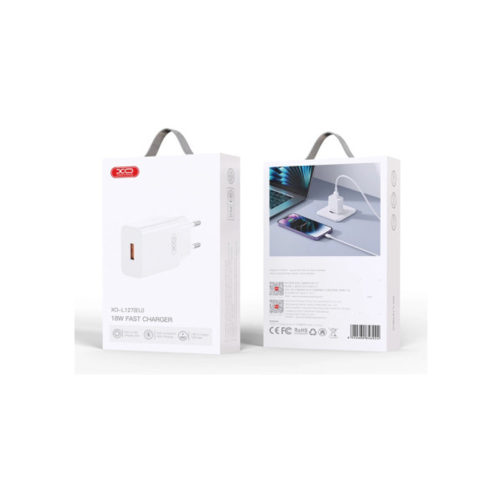 Зарядний пристрій XO USB-A QC18W White (L127.white)