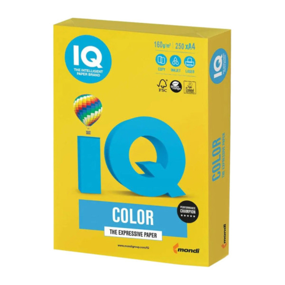 Папір Mondi IQ color А4 intensive, 80g 500sheets, Canary yellow (CY39/A4/80/IQ)