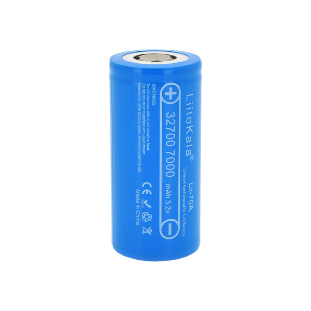 Акумулятор 32700 LiFePO4, 7000mah (6500-7000mah, 30A, 3.2V (2.5-3.65V), Blue, PVC Liitokala (32700 / Lii-70A)