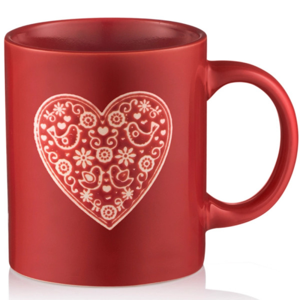 Чашка Ardesto Heart, 320мл, кераміка, червоний (AR3074R)