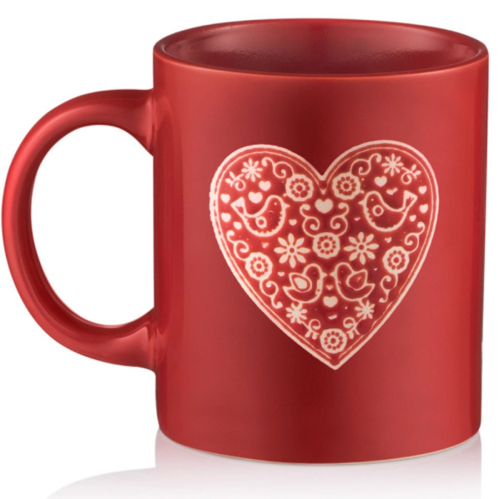 Чашка Ardesto Heart, 320мл, кераміка, червоний (AR3074R)