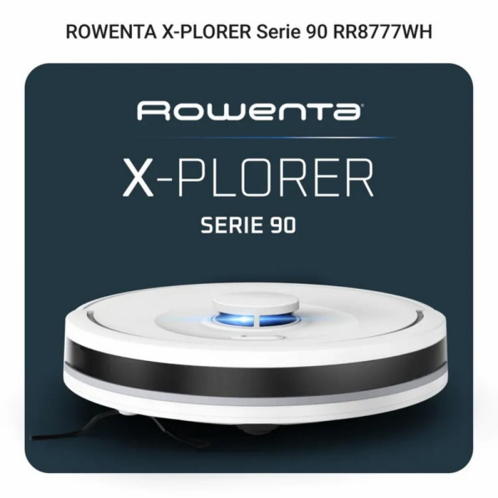 Робот-пилосос Rowenta миючий X-Plorer Serie 90, 6000ПаВт, h=9.7см, 0.26л, конт пил -0.29л, автон. робота до 270хв, білий