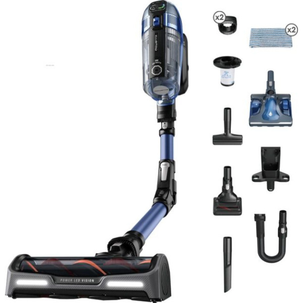 Пилосос Rowenta безпровідний Xforce Flex 14.60 Aqua, 200Вт, вологе прибирання, конт пил -0.9л, автон. робота до 70хв, НЕРА, чорно-синій