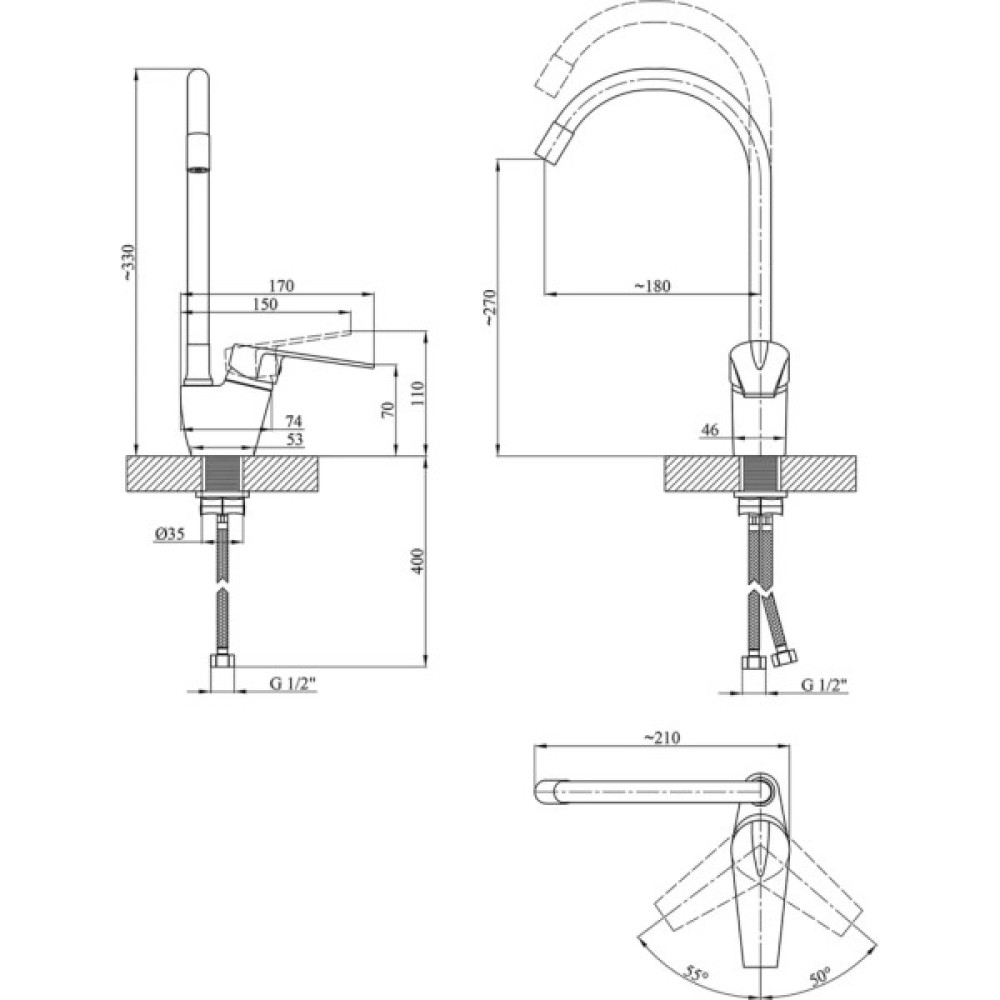 Змішувач Kroner Odra-C032WHI (CV021173)