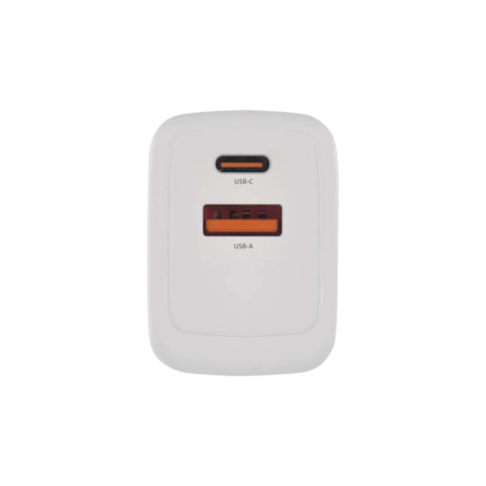 Зарядний пристрій EMOS V02G20 GAN 1xUSBA + 1xUSBC PD20W (P0075)