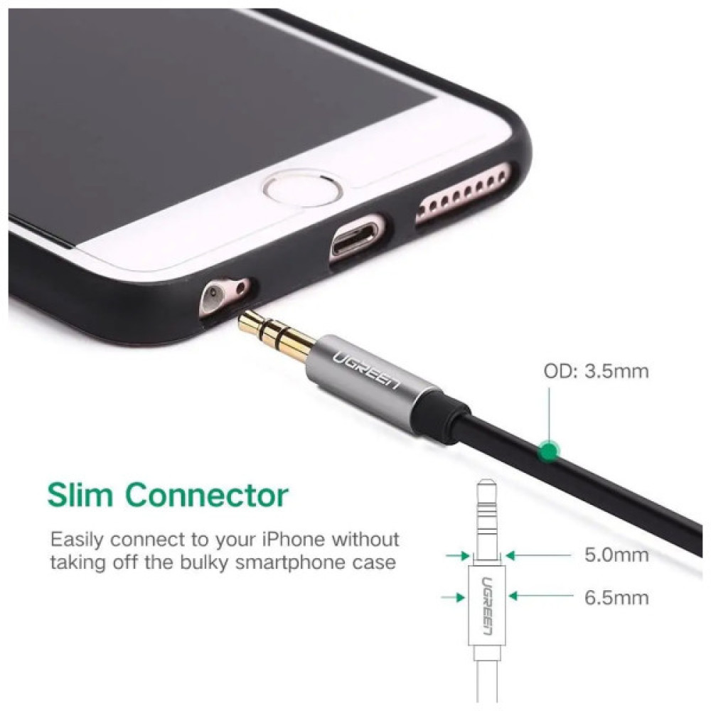 Кабель мультимедійний 3.5mm M to 3.5mm M 2.0m AV119 black Ugreen (10735)