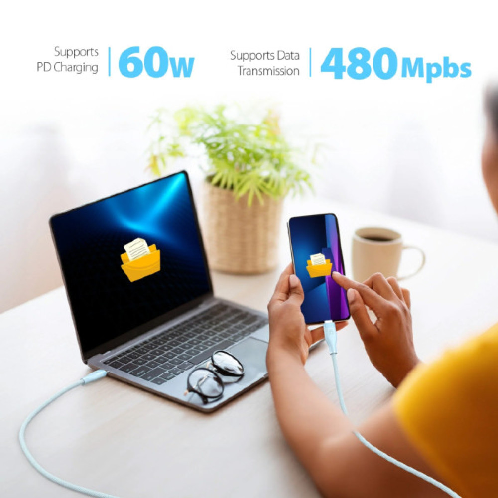 Дата кабель USB-C to USB-C 1.8m 60W (20V/3A) premium J5create (JUCX18L18W-N)