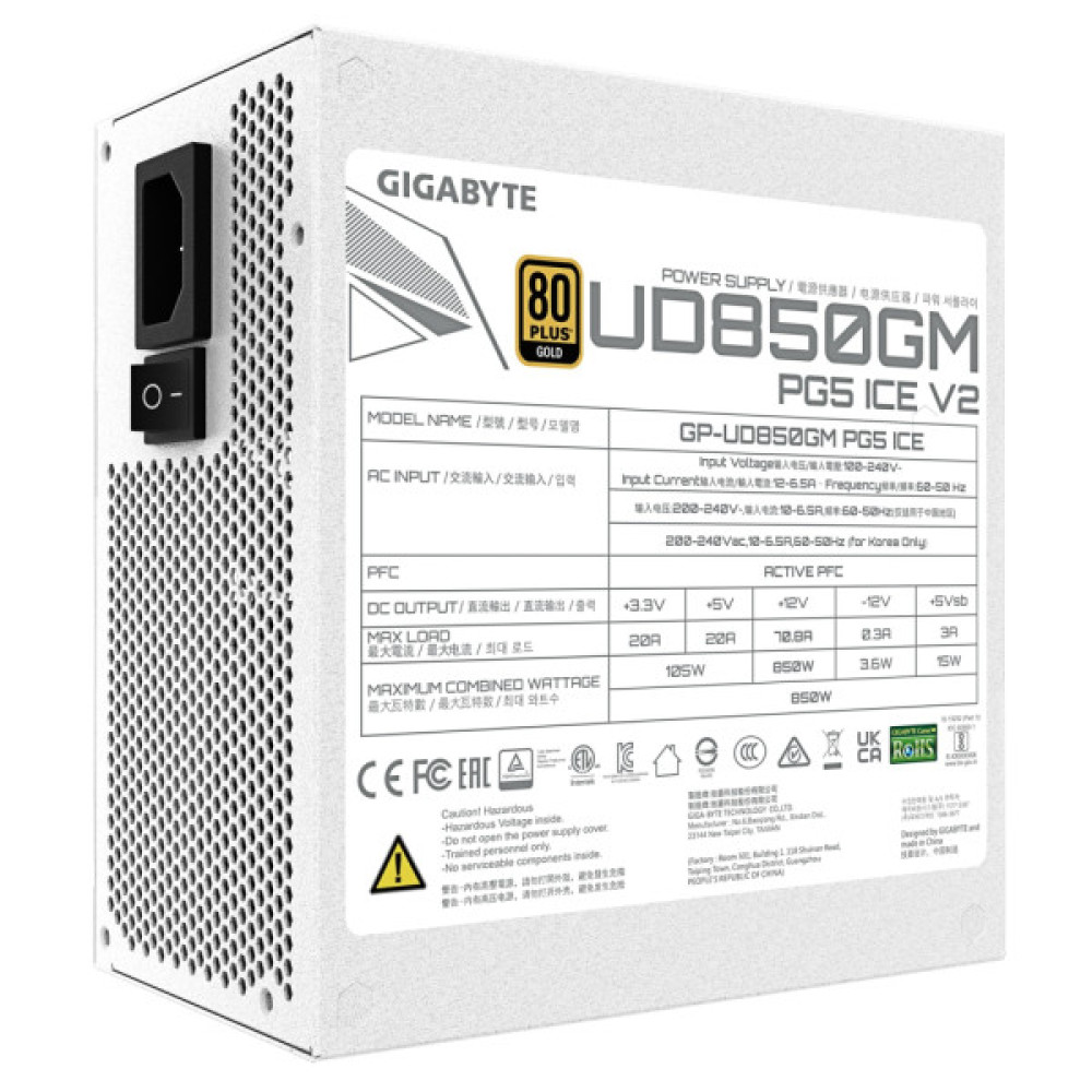 Блок живлення GIGABYTE 850W (GP-UD850GM PG5 ICE)