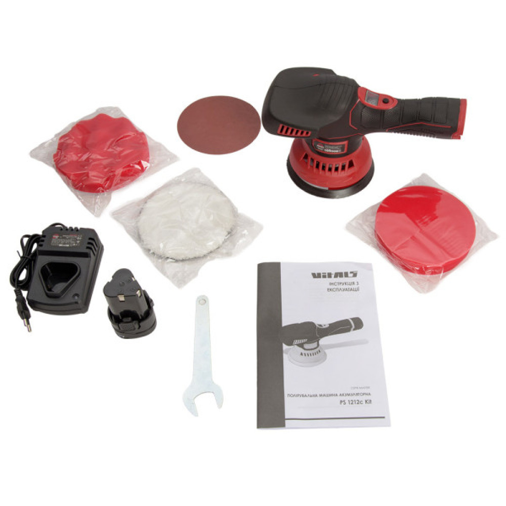 Шліфувальна машина Vitals Master, PS 1212c Kit, 12V, 2Ah, 125мм, 4450об/хв, ЗП, 1.38кг (243606)