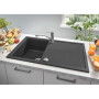 Мийка кухонна Grohe K400, граніт, прямокут., з крилом, 860x500x205мм, чаша - 1, врізна, чорний граніт