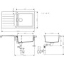 Мийка кухонна Grohe K400, граніт, прямокут., з крилом, 860x500x205мм, чаша - 1, врізна, чорний граніт