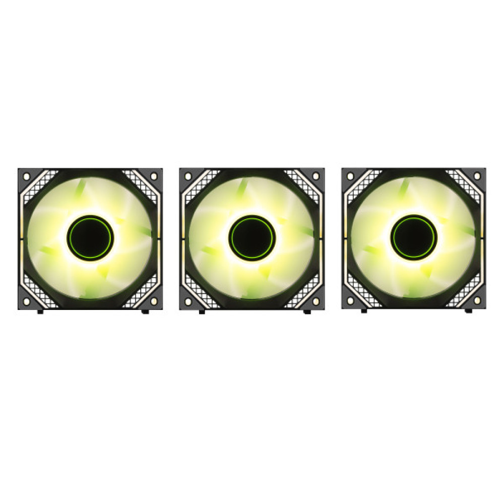 Корпусні вентилятори 2E GAMING Air Cool Magic Mirror ACF120MB-ARGB, 3x120мм, 2000rpm, 4pin PWM +5VARGB, 20.5dBa, чорний