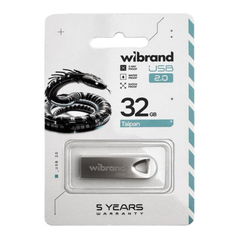 USB флеш накопичувач Wibrand 32GB Taipan Silver USB 2.0 (WI2.0/TA32U2S)