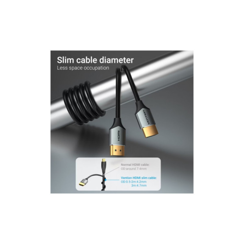 Кабель мультимедійний HDMI M to HDMI M 1.0m V2.0 4K60Hz PVC gray Vention (ALEHF)