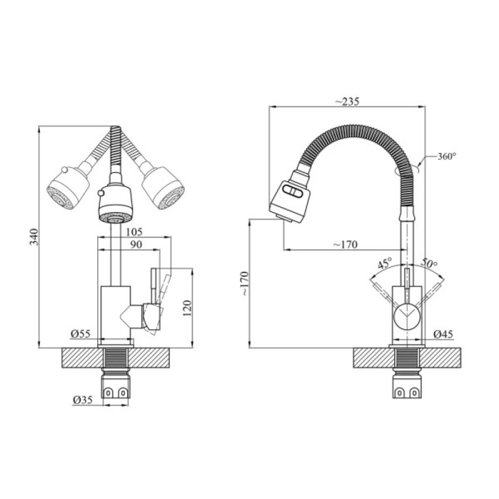 Змішувач Agua Acero-INOX035-2 (CV023291)
