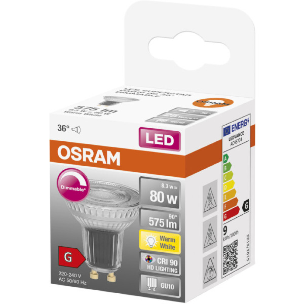 Лампочка Osram LED PAR16 DIM 80 36 8,3W/927 230V GU10 (4058075433663)