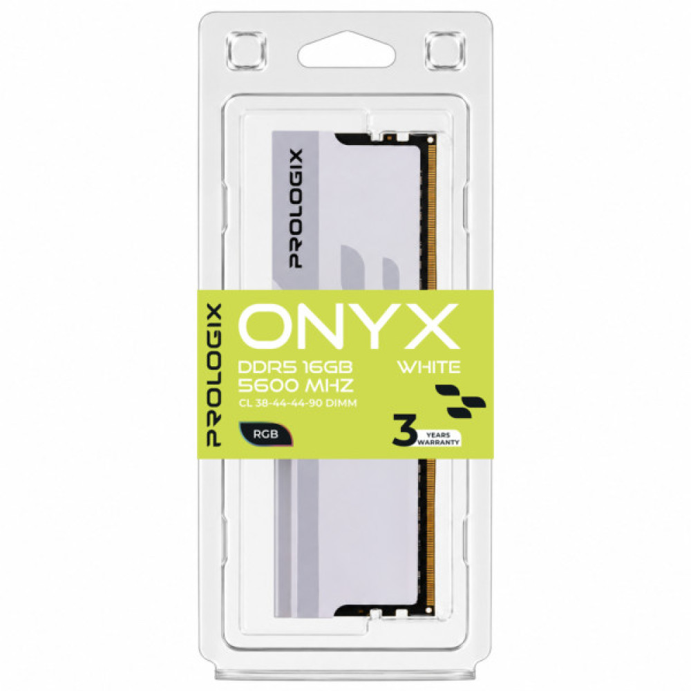 Модуль пам'яті для комп'ютера DDR5 16GB 5600 MHz Onyx White RGB Prologix (PRO16GB5600YWR5)