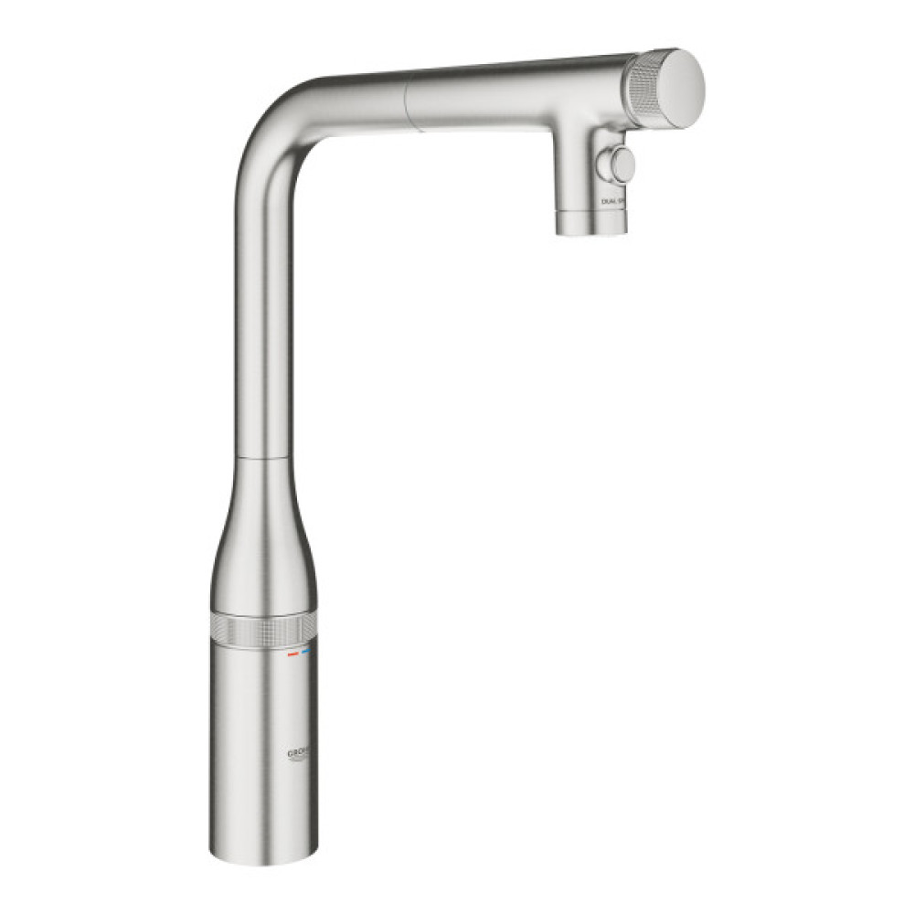 Змішувач для кухні Grohe Accent  Smart Control, довж.виливу - 201мм, поворотний/витяжний, вентиль/кнопка, супер сталь