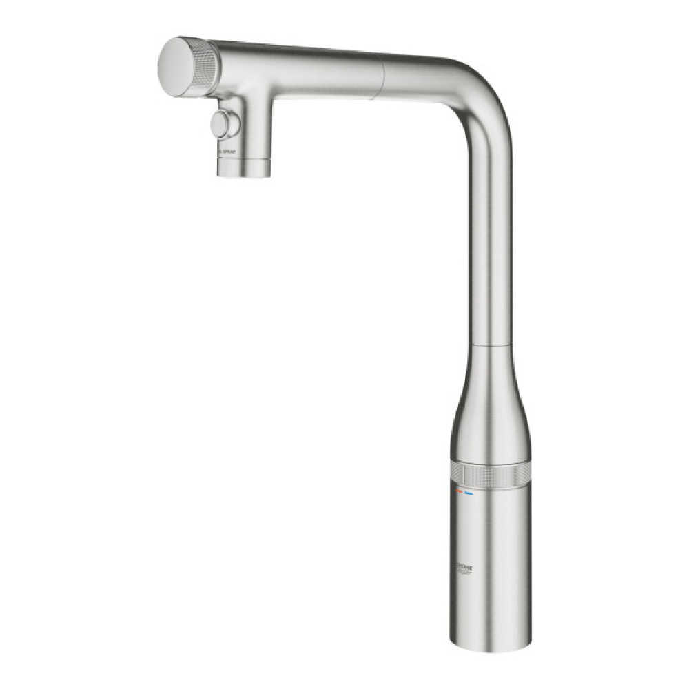 Змішувач для кухні Grohe Accent  Smart Control, довж.виливу - 201мм, поворотний/витяжний, вентиль/кнопка, супер сталь