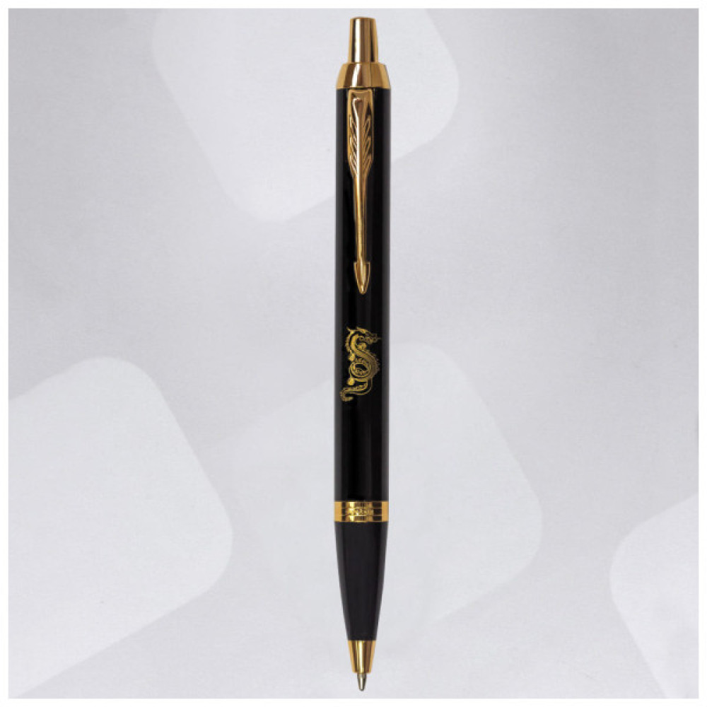 Ручка кулькова Parker IM 17 ZODIAC Black GT BP Дерев'яний Дракон (22032_Z302y)