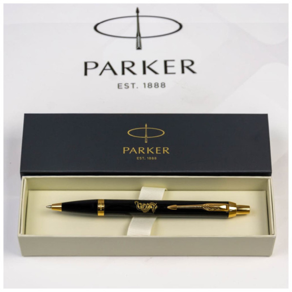 Ручка кулькова Parker IM 17 ZODIAC Black GT BP Дерев'яний Дракон (22032_Z302y)