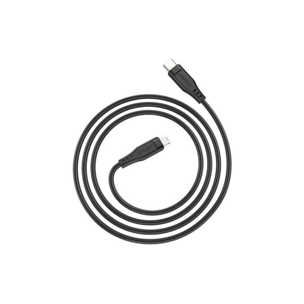 Дата кабель USB-C to Lightning 1.2m 3.0A TPE C3-01 Black Acefast (6974316280804)