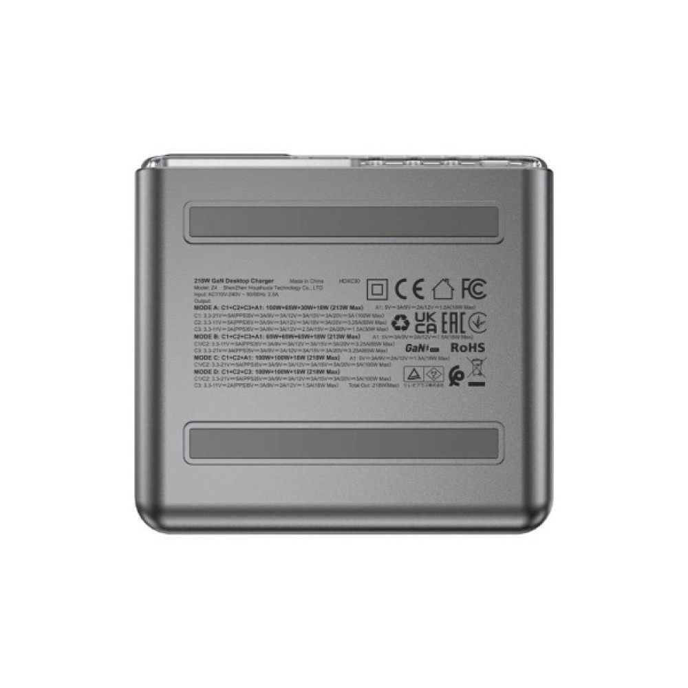 Зарядний пристрій Acefast 4xUSB 218W (3xUSB-C + USB-A) Gan Z4 Fast Charger (6974316282587)